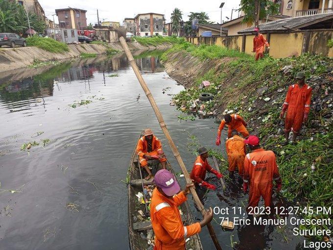 LAWMA clears waste from Lagos community canal
