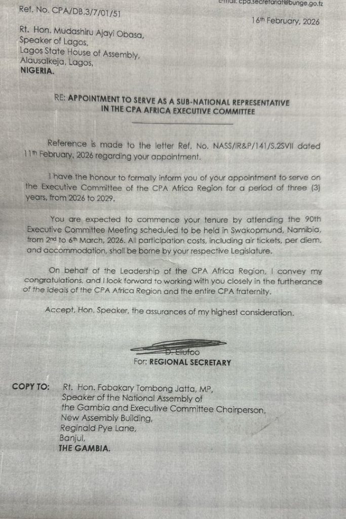 Obasa Bags Commonwealth Parliamentary Association's Appointment
