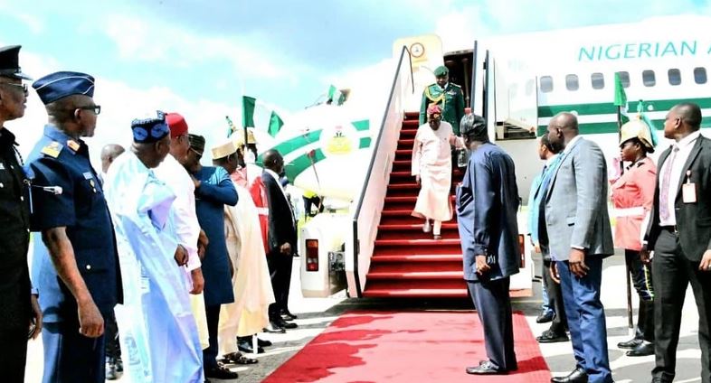 President Tinubu returns to Abuja from AU meeting in Kenya