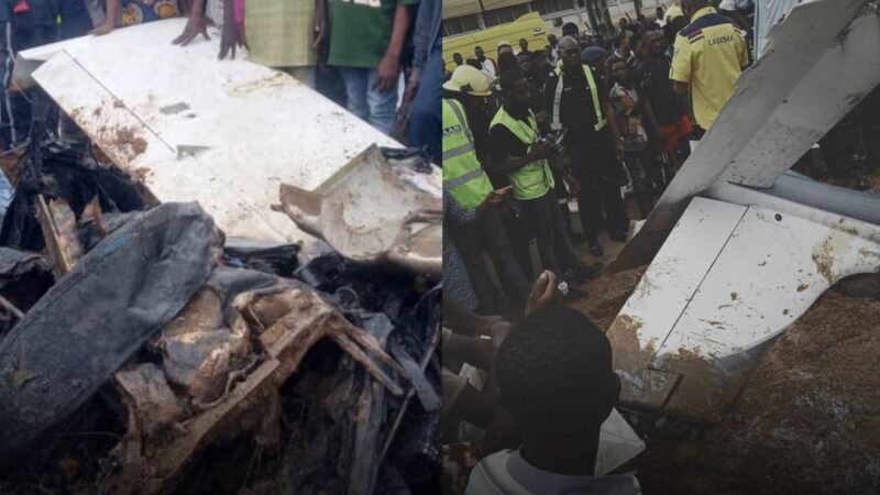 Helicopter crashes into a building in Oba Akran, Lagos