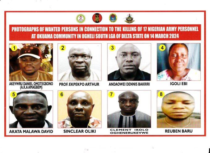 Army declares 8 wanted in connection with the killing of its officers