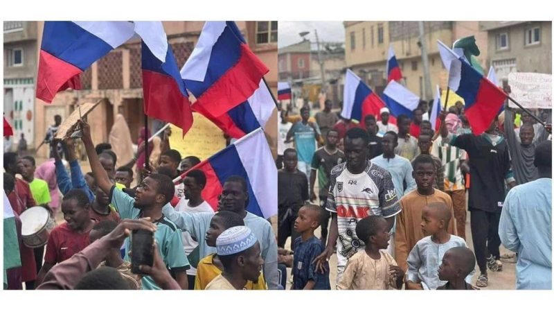 EndBadGovernance: Protesters march in Kano, fly Russian flag