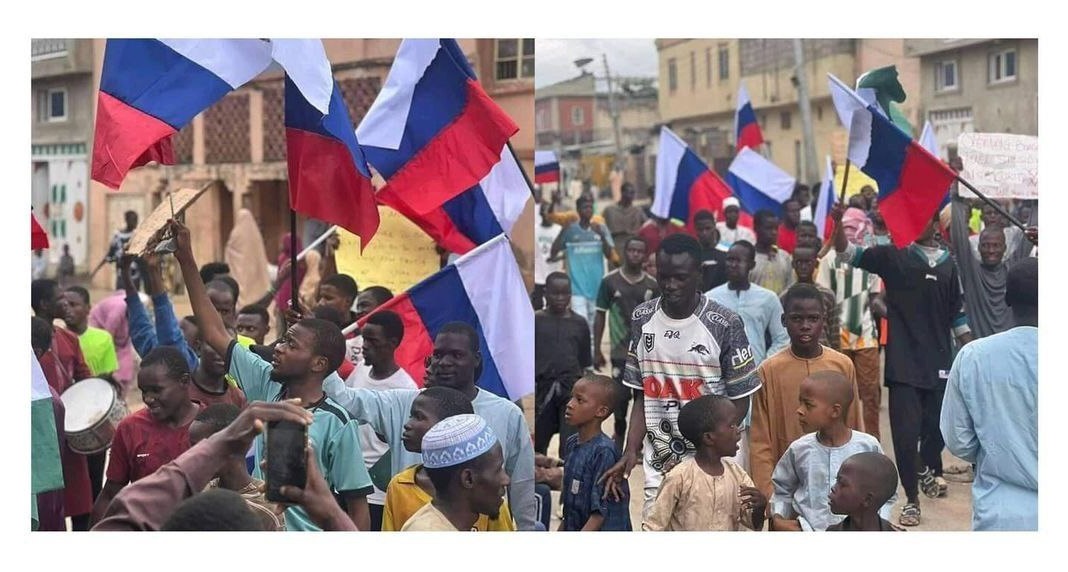 EndBadGovernance: Protesters march in Kano, fly Russian flag