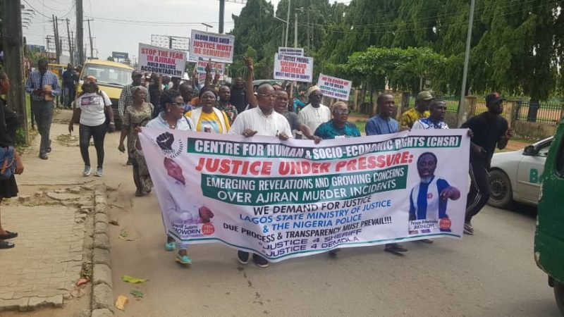 Civil rights advocates, Ajiran Community storms Lagos CP office, cry for justice