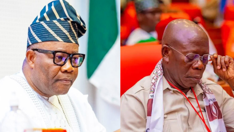 Akpabio apologises to Oshiomhole after Senate joke sparks exchange over truce