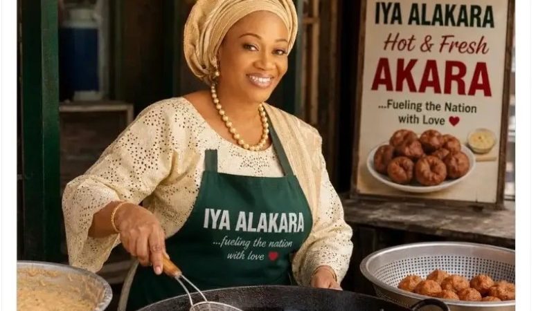 Presidency shares AI-generated image of Remi Tinubu selling akara amid social media debate