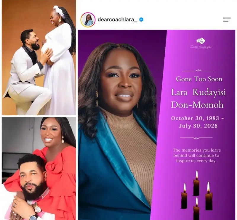 Coach Lara, wife of Teddy Don-Momoh, dies two weeks after welcoming first child